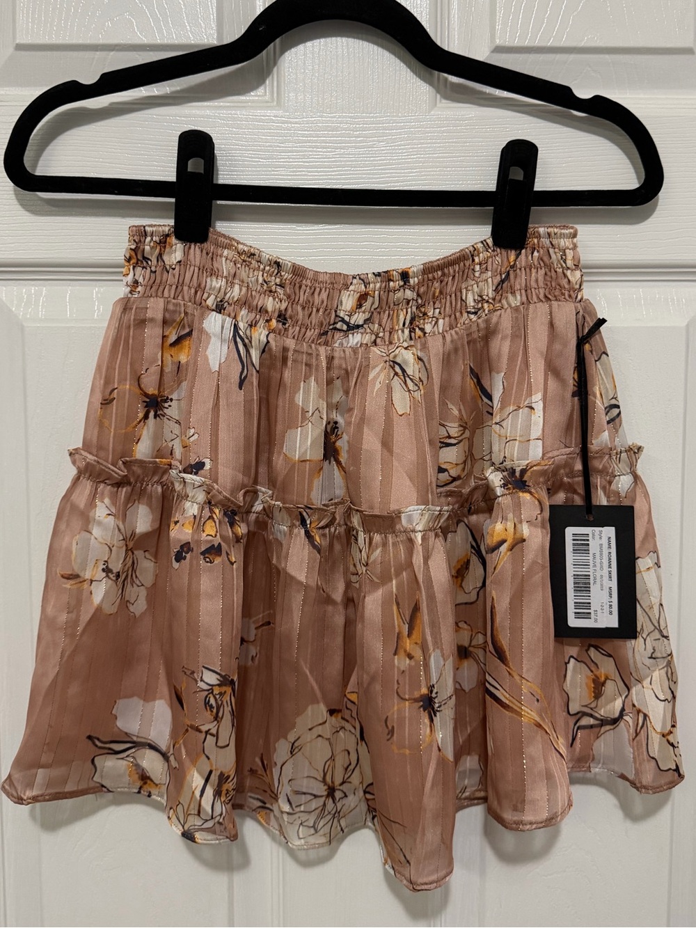 4SI3NNA Roanne Blush Floral Tiered Mini Skirt